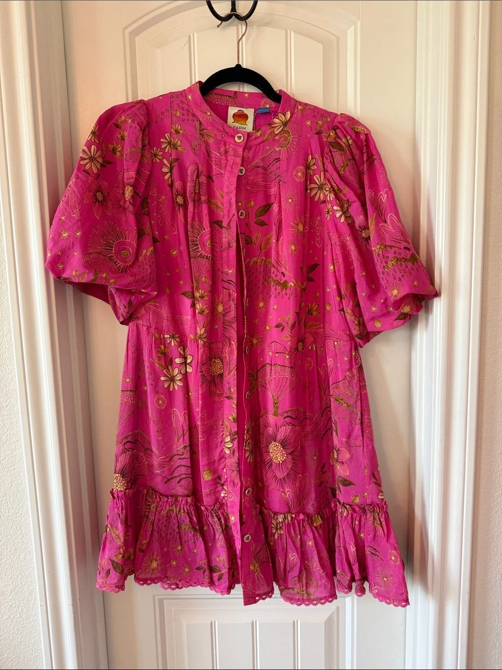 FARM Rio Hot Pink Floral Midi Dress - Picture 1 of 3